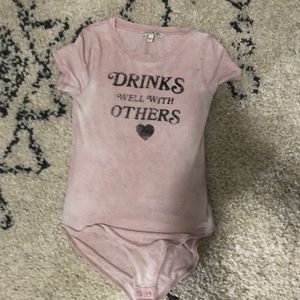 Drinks Well With Others bodysuit. Light pink